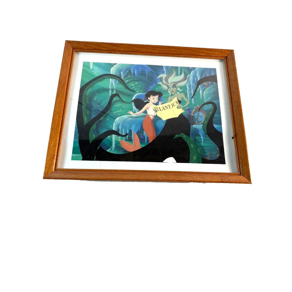 Disney Lithograph Print Little Mermaid II‎ Return to the Sea Brown Frame Vintage